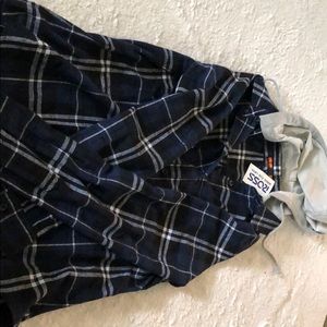 Blue flannel with hood